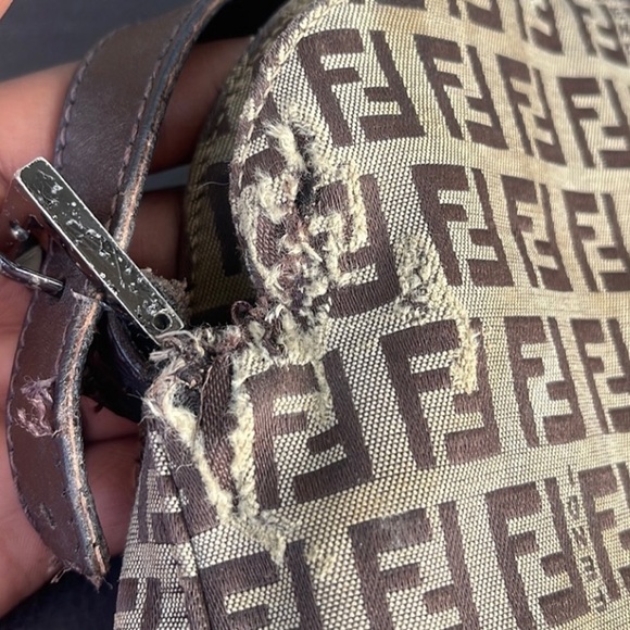 Y2K Fendi zucchino monogram double flap shoulder bag - Picture 5 of 12